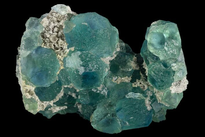 Blue-Green Fluorite on Quartz Crystals - China #125317